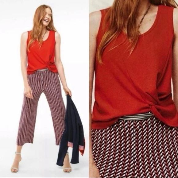 CAbi | Tops | Cabi Knotty Cropped Tank Red Vermilion Twist Front Style ...